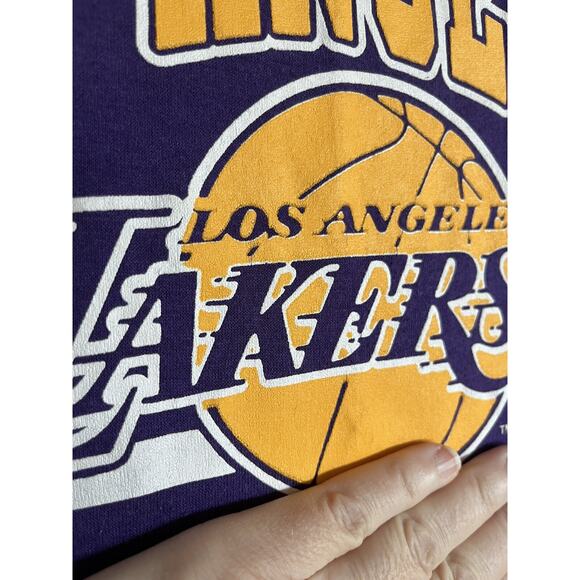 Vintage 80s Los Angeles LA Lakers Purple T-Shirt Single Stitch 50/50 Size M - Picture 8 of 8